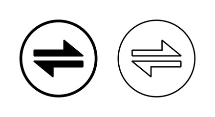 Exchange arrows icon in circular outline. Swap arrow symbol. Horizontal opposite direction sign