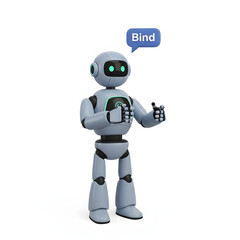 Robot with speech bubble artificial intelligence technology business ai 2026 isolated on white background