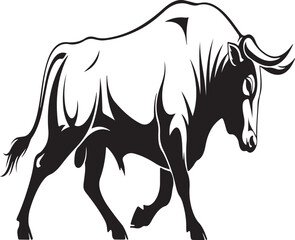 Big animal black bull vector silhouette isolated