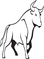 Big animal black bull vector silhouette isolated