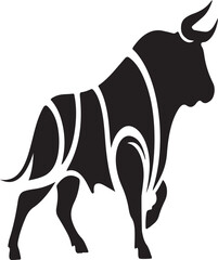 Big animal black bull vector silhouette isolated
