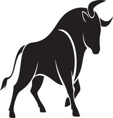 Big animal black bull vector silhouette isolated