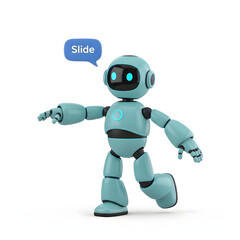 Fototapeta premium Cute robot with speech bubble isolated on white background