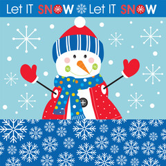 Christmas card with snowman