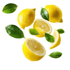Fresh lemons and slices png citrus png fruit png food png yellow png vitamin png sour png juicy png ingredient png healthy png transparent background image