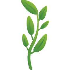 Green Plant Stem With Leaves Isolated On Transparent Background Vector Illustration