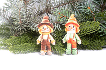 Christmas landscape with gifts and snow. Merry christmas and happy new year . Christmas celebration holiday background