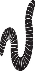 
 Link &times;Title:
Earthworm silhouette. This image shows a black earthworm outline, a segmented soil creature. Vector clipart illustration design.