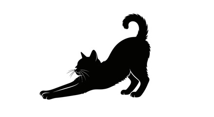 Obraz premium Charming Elegant Silhouette of a Domestic Cat Stretching Lazily_transparent.svg