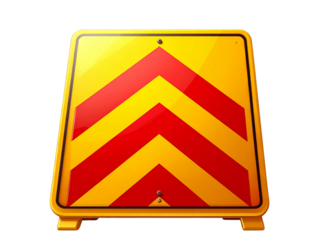  Yellow Caution Sign with Red Chevron Pattern – Transparent Background PNG - Powered by Adobe