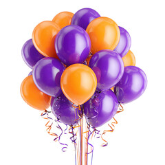 Shiny purple and orange balloons png party png celebration png helium png decoration png bunch png festive png glossy png bright png ribbon png transparent background image