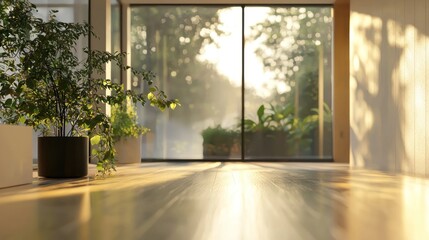 Fototapeta premium Sunlit Interior with Lush Greenery