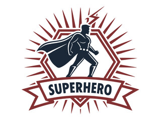 Female Superhero Emblem with Shield and Cape Illustration