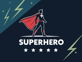 Female Superhero Emblem with Shield and Cape Illustration