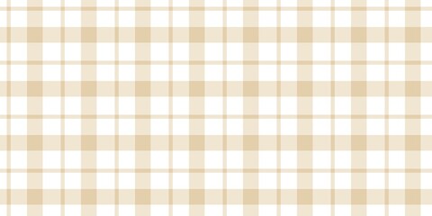 Beige gingham checkered pattern background. Elegant beige plaid woven pattern background. Seamless tartan pattern for fabric, wrapping, and design.