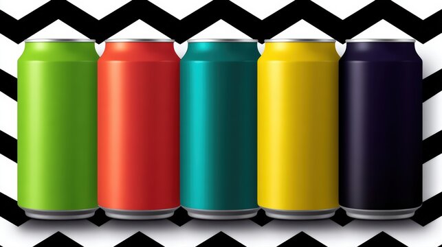 Energy drink cans forming a zigzag pattern, playful geometry