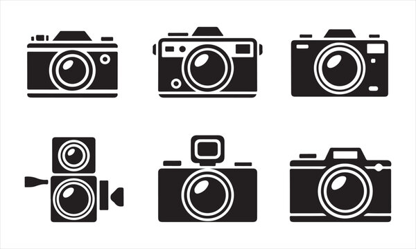 Retro and digital camera icon pack – minimal vector silhouettes for design, app, or branding use. - Powered by Adobe