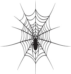 spider on web silhouette vector