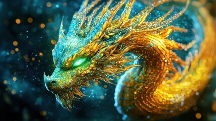 Majestic Golden Dragon: A Digital Masterpiece
