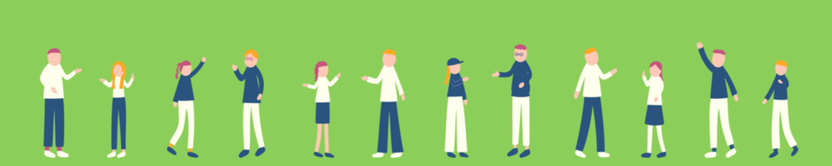 秋を過ごす人々のイラストセット