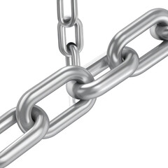 Obraz premium Metal chain links hanging, silver, interlocked, shiny