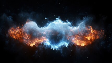Fototapeta premium Dynamic Abstract Digital Clouds Merging with Vibrant Energy Waves in a Striking Black Background