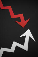 Graphs symbolizing growth and decline.