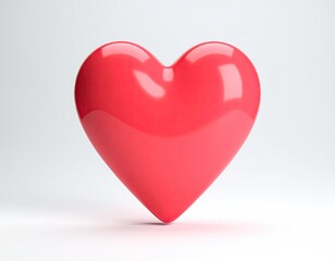 3D rendering of a shiny, bright red heart against a white background