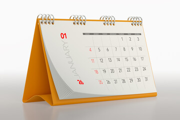 Orange Desktop 2026 Calendar Showing January Month