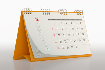Orange Desktop 2026 Calendar Showing December Month