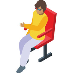 Person Wearing 3D Glasses Sitting In A Red Cinema Chair Watching A Movie Entertainment Leisure Activity