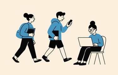 Student activities in school. Back to School Classroom Welcome Scene.