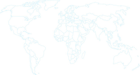 blue colored vector illustration of political world map outline
