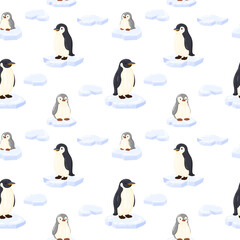 Cute penguins standing on ice pattern