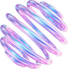 3d holographic gradient purple and blue shape clipart, pastel iridescent fluid abstract form isolated. Render of geometric illustration