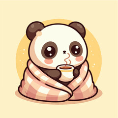 Kawaii Panda Wrapped in Blanket – Cute Cozy Animal Vector Illustration
