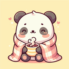 Kawaii Panda Wrapped in Blanket – Cute Cozy Animal Vector Illustration