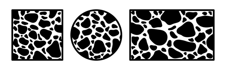 Black gravels in geometric shape with border line