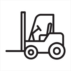 Black and white forklift icon with bold lines