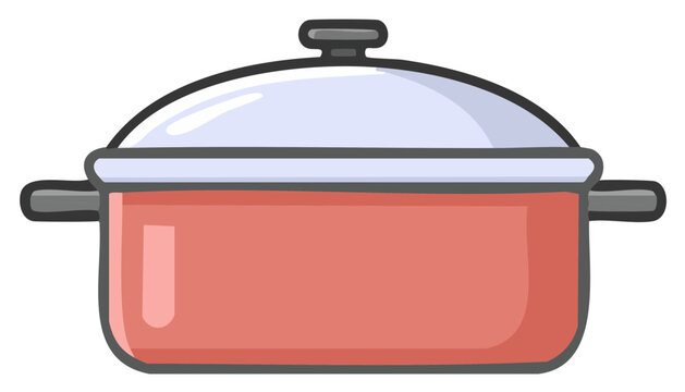 red cooking pot with lid clip art preview