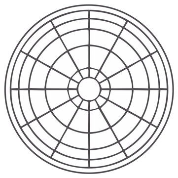 Hand drawn circular grid with radial lines a geometric wheel chart