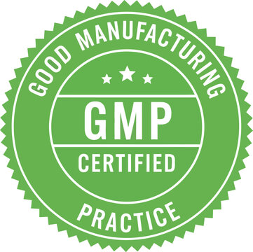 Green gmp certified emblem vector graphic for quality assurance manufacturing standards scalable eps
