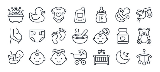 Baby care and pregnancy editable stroke outline icon isolated on white background flat vector illustration. Pixel perfect. 64 x 64.