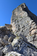 Close-up of Cinque Torri rock formation