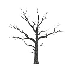 Quercus Suber (Cork Oak) Silhouette: Irregular Crown and Gnarled Branches