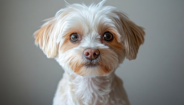 Adorable Maltese Dog with Big Expressive Eyes and Sweet Demeanor, Captivating Portrait in Studio