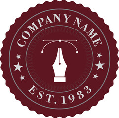 Vintage Stamp Seal Badge with Pen Nib Icon and Editable Text