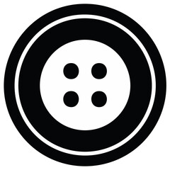 Simple Black and White Four-Hole Round Button Icon