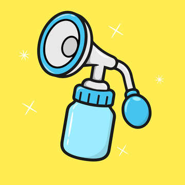 Modern, clinical illustration icon of a manual or electric breast pump, a maternal health vector asset.