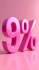 Large, glossy, pink percentage sign against a matching gradient